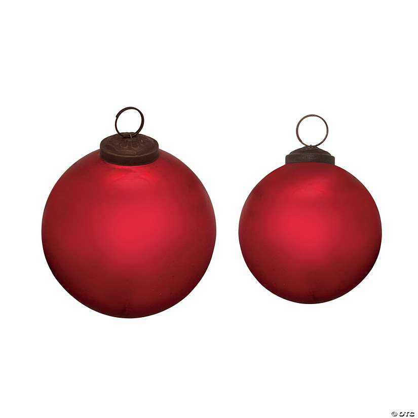 Frosted Red Ball Ornament (Set Of 12) 3"D, 4"D Glass Image