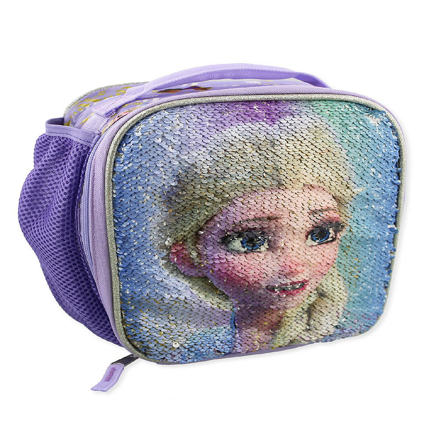 Disney’s Frozen Anna and Elsa Embossed Carry All Tin Tote Lunchbox Purple  UNUSED
