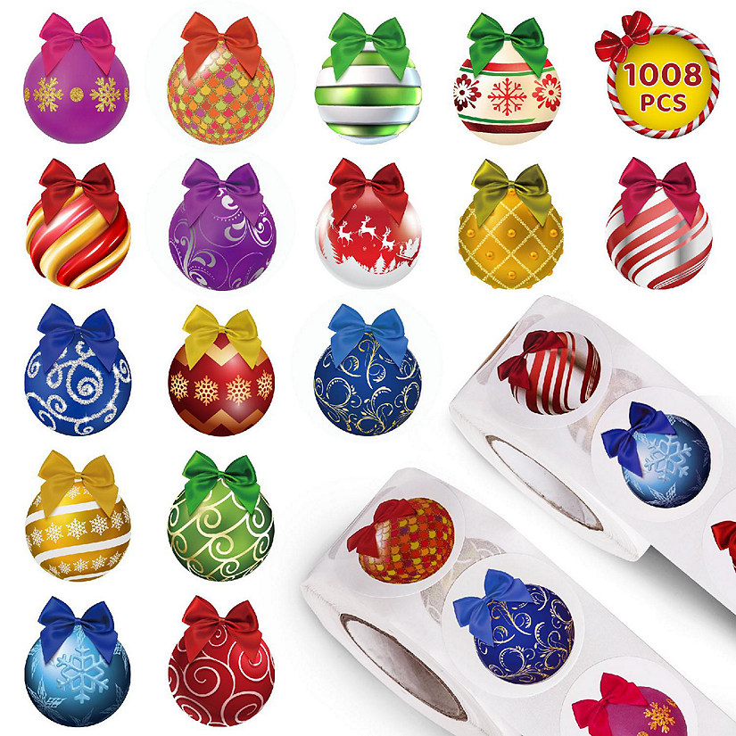 Fun Little Toys - 1008PCS Christmas Ornaments Stickers Rolls (2 Rolls) Image