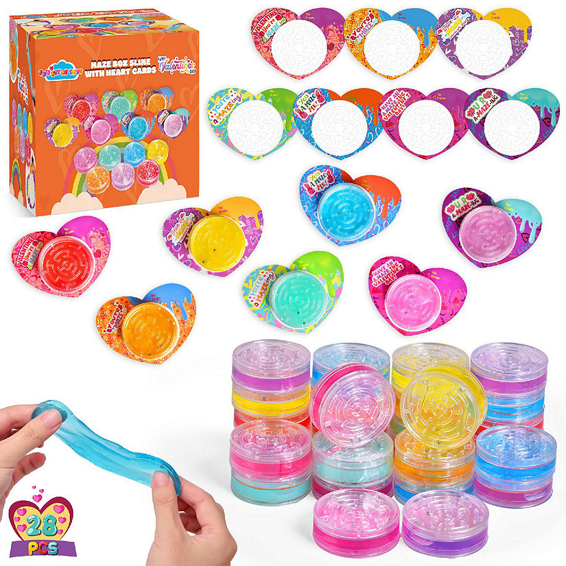 Fun Little Toys - 28PCS Valentine's Slime with Maze Box & Heart-Shaped Cards Image