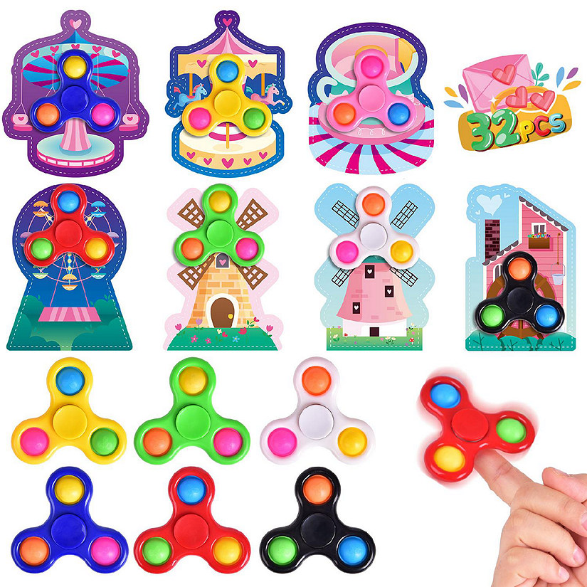 Fun Little Toys - 32PCS Valentine's Fidget Spinner Stress Relief Toys with Valentine Cards Image