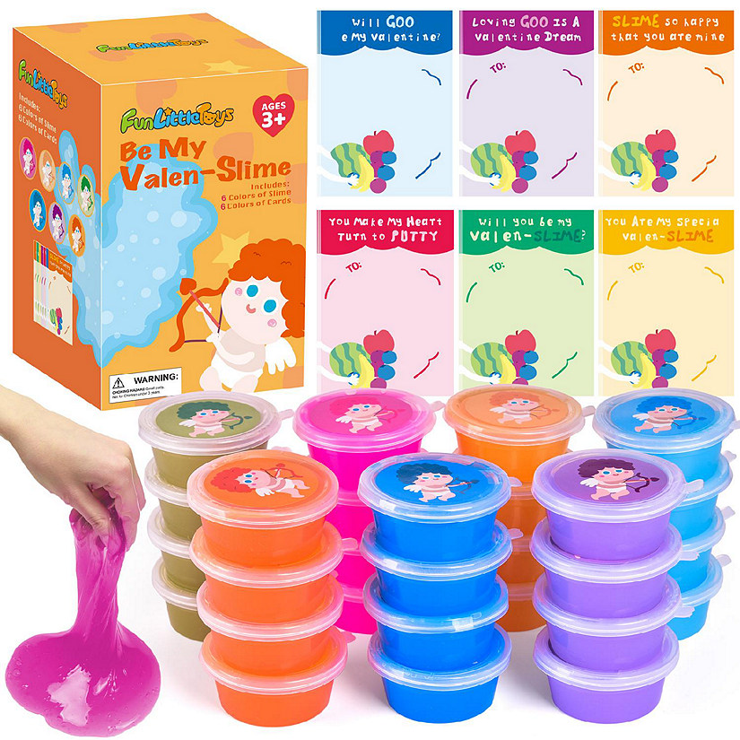 Fun Little Toys- Valentines Gift Slime Kit with Cards 28 Pcs Image