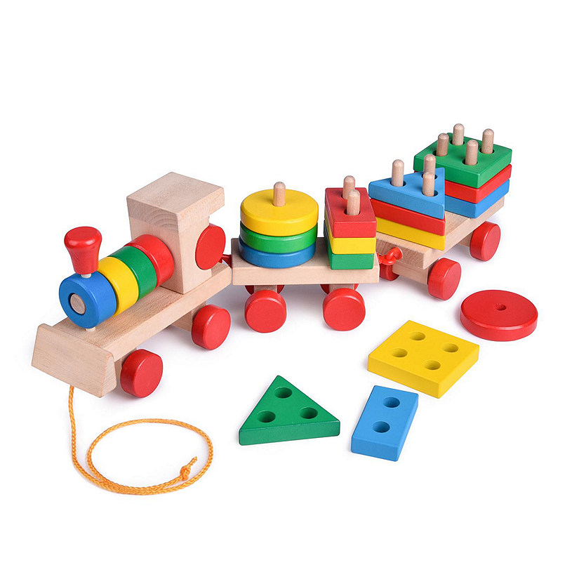 Fun Little Toys - Wooden Stacking Train Image