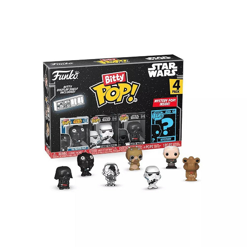 Funko Bitty POP! Star Wars 4-Pack &amp;#8211; Darth Vader, TIE Fighter Pilot, Stormtrooper &amp; Mystery Mini Figure Image