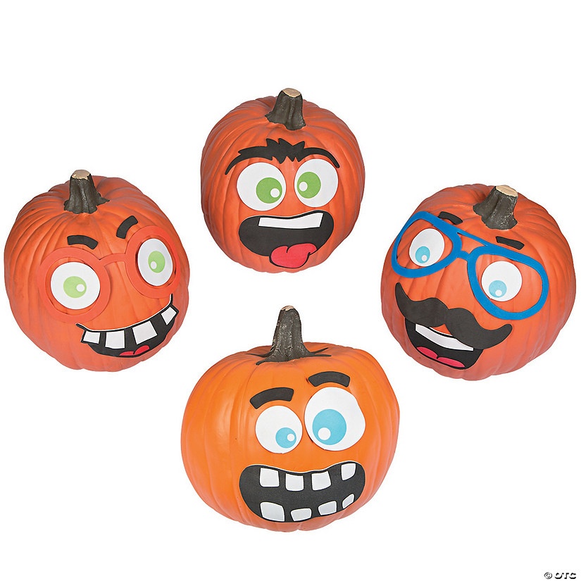 Funny Face Pumpkin Decorating Craft Kit - Makes 12 Image
