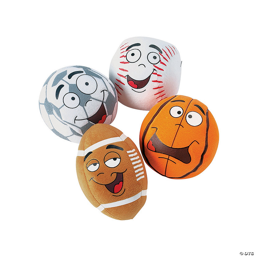 Funny-Faces Character Stuffed Sports Balls - 12 Pc. Image