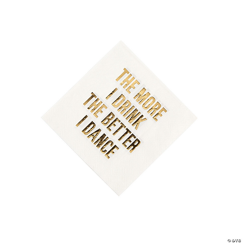 Funny Saying White with Gold Foil Paper Beverage Napkins - 16 Pc. Image