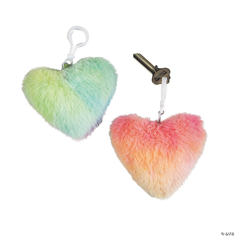 Fun Express Fuzzy Heart Keychains, Birthday, Apparel Accessories, 12 Pieces, Adult Unisex, Size: One Size