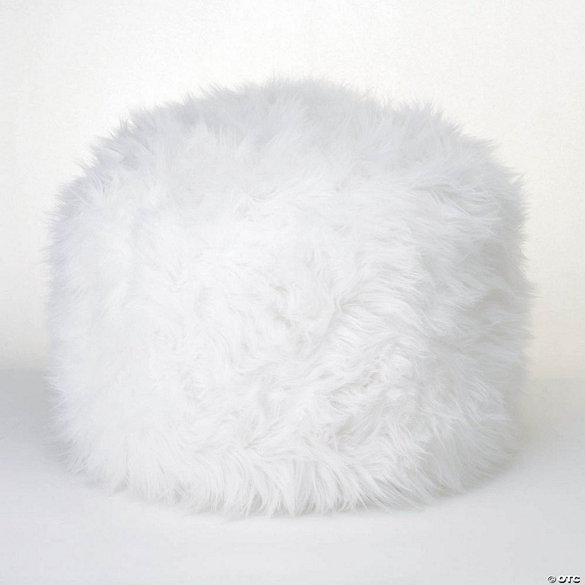 Fuzzy White Ottoman Pouf Image