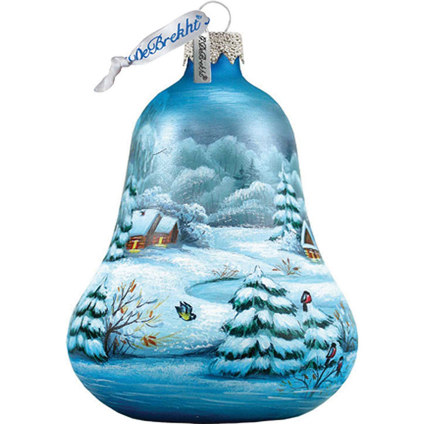 G. Debrekht Winter Village Bell Glass Ornament Christmas Decor Image