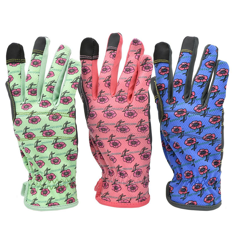 G & F Products 3 Pair Value Pack Women All Purpose gardening Gloves assorted colors Image
