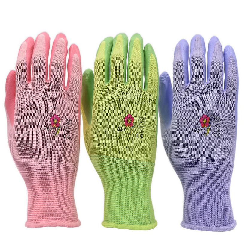 G & F Products Nitrile Coated Women's Garden Gloves, 6 Pairs Image