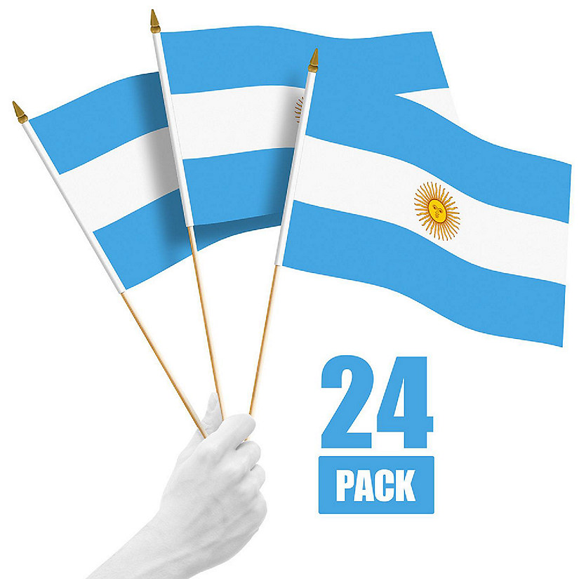 G128 12x18in 24PK Argentina Printed 150D Polyester Handheld Stick Flag Image