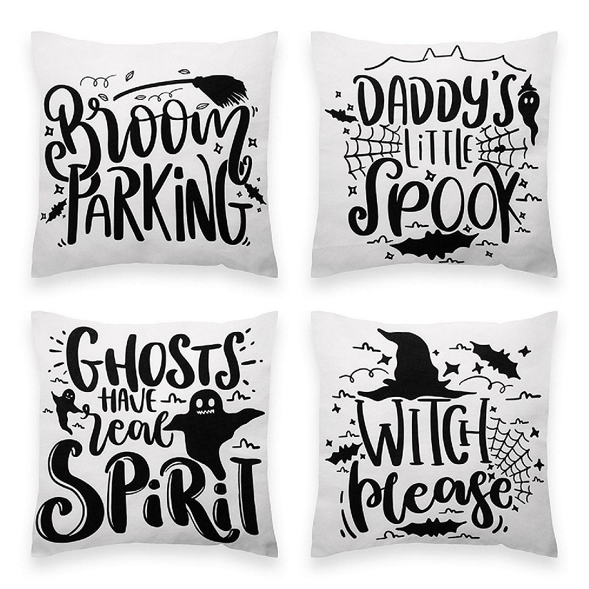 G128 18 x 18 in Halloween Spooky Waterproof Pillow Covers, Set of 4