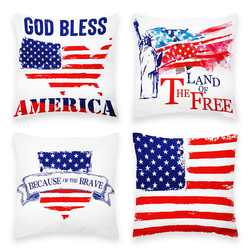 G128 18 x 18 In Patriotic Land of Free Waterproof Throw Pillow Covers, Set of 4 Image