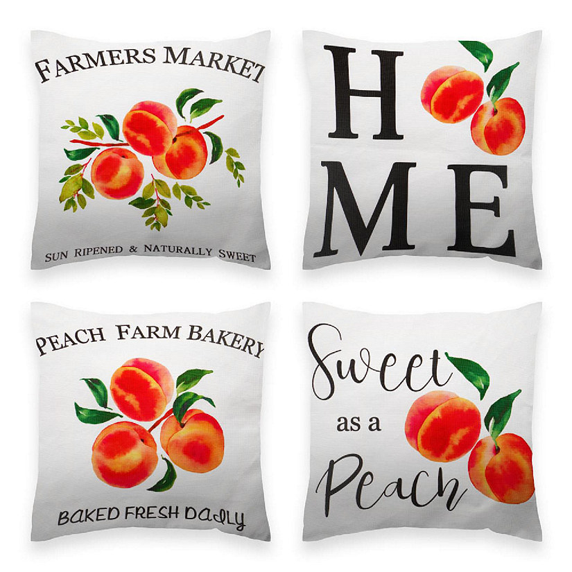 G128 18 x 18 In Spring Farmhouse Peach Home Waterproof Pillow Covers, Set of 4 Image
