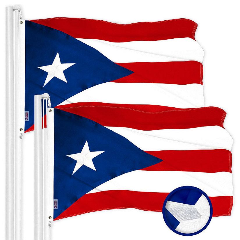 G128 2.5x4ft 2PK Puerto Rico Embroidered 210D Polyester Flag Image