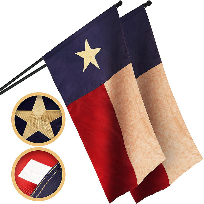 G128 2.5x4ft 2PK Texas Tea-Stained Embroidered 420D Polyester Flag Image
