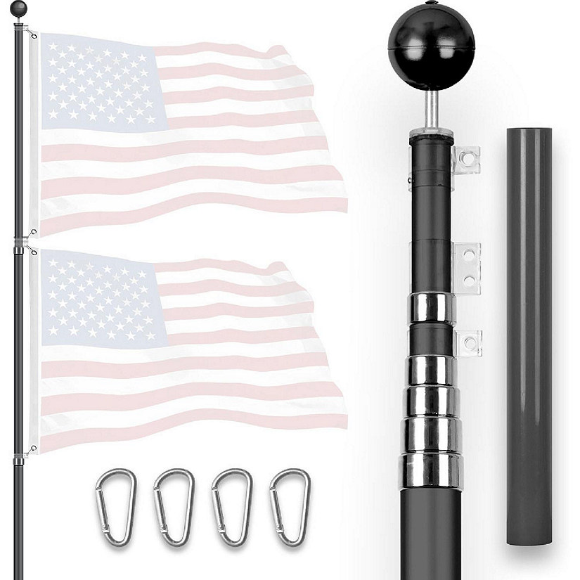 G128 20ft 1PK Black Telescoping Aluminum Flag Pole Image