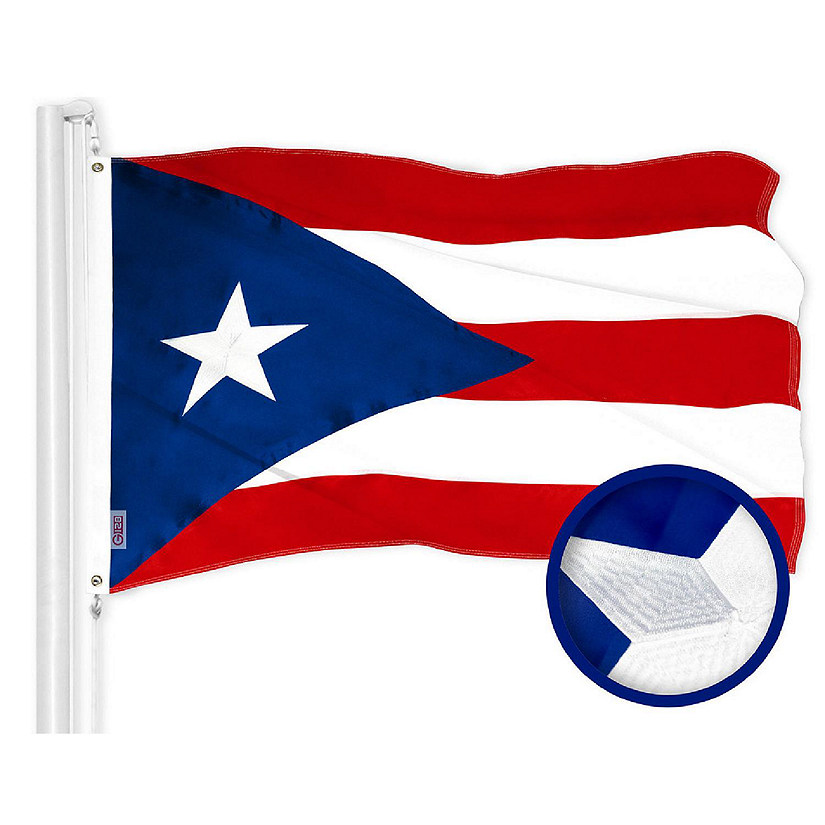 G128 2x3ft 1PK Puerto Rico Embroidered 210D Polyester Flag Image