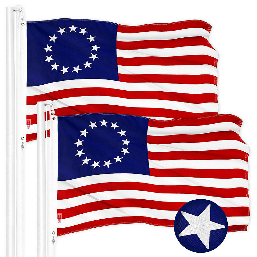 G128 2x3ft 2PK Betsy Ross Embroidered 210D Polyester Flag Image