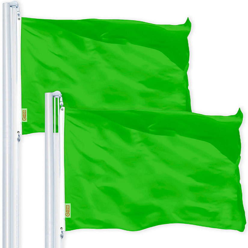 G128 2x3ft 2PK Solid Lime Green Printed 150D Polyester Flag Image