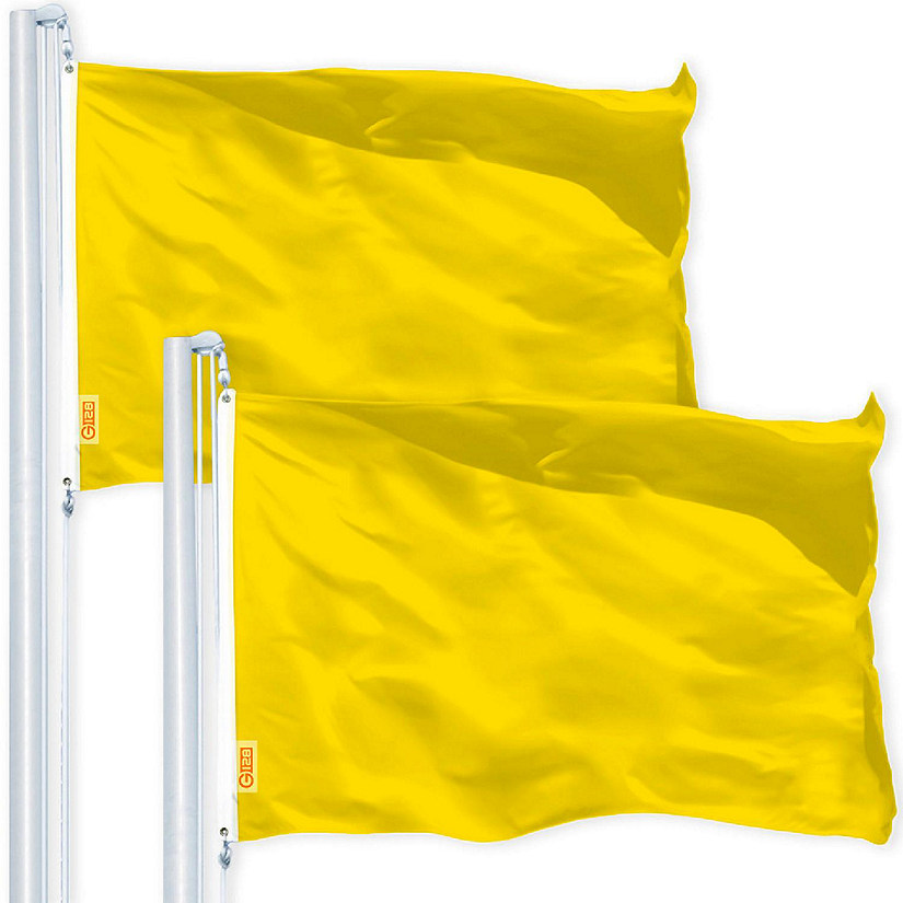 G128 2x3ft 2PK Solid Yellow Printed 150D Polyester Flag Image