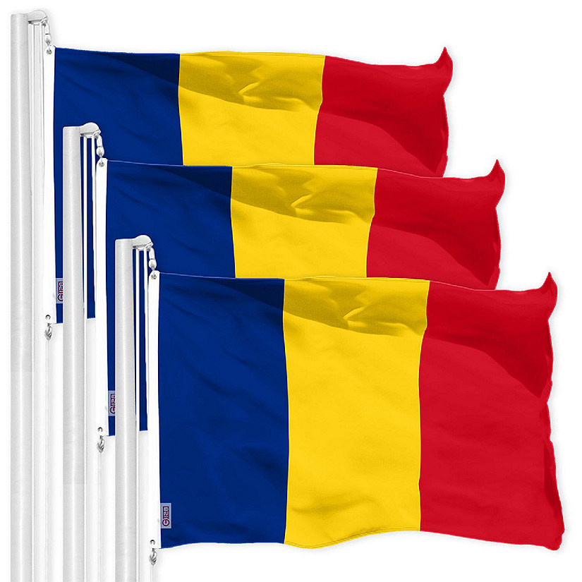G128 3 Pack 3x5 Ft Printed 150D Polyester Romania Flag Image