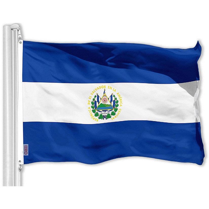 G128 3x5 Ft Printed 150D Polyester El Salvador Flag | Oriental Trading