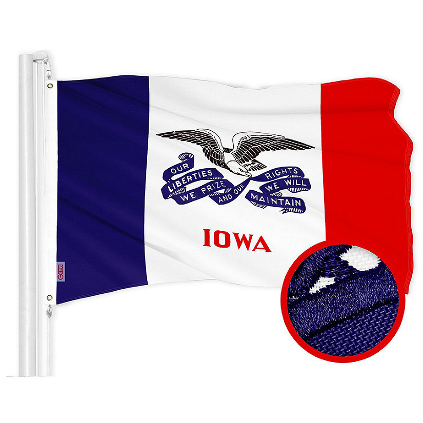 G128 3x5ft 1PK Iowa 2019 Version Embroidered 210D Polyester Flag Image