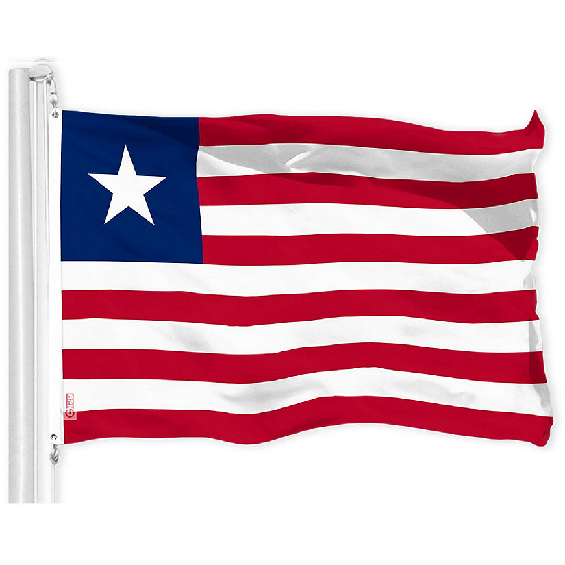 G128 3x5ft 1PK Liberia Printed 150D Polyester Brass Grommets Flag Image