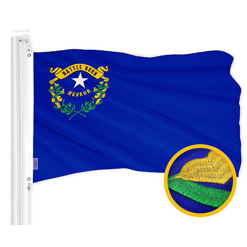 G128 3x5ft 1PK Nevada Embroidered 210D Polyester Flag Image