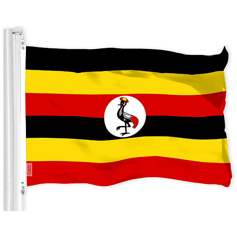 G128 3x5ft 1PK Uganda Printed 150D Polyester Brass Grommets Flag Image