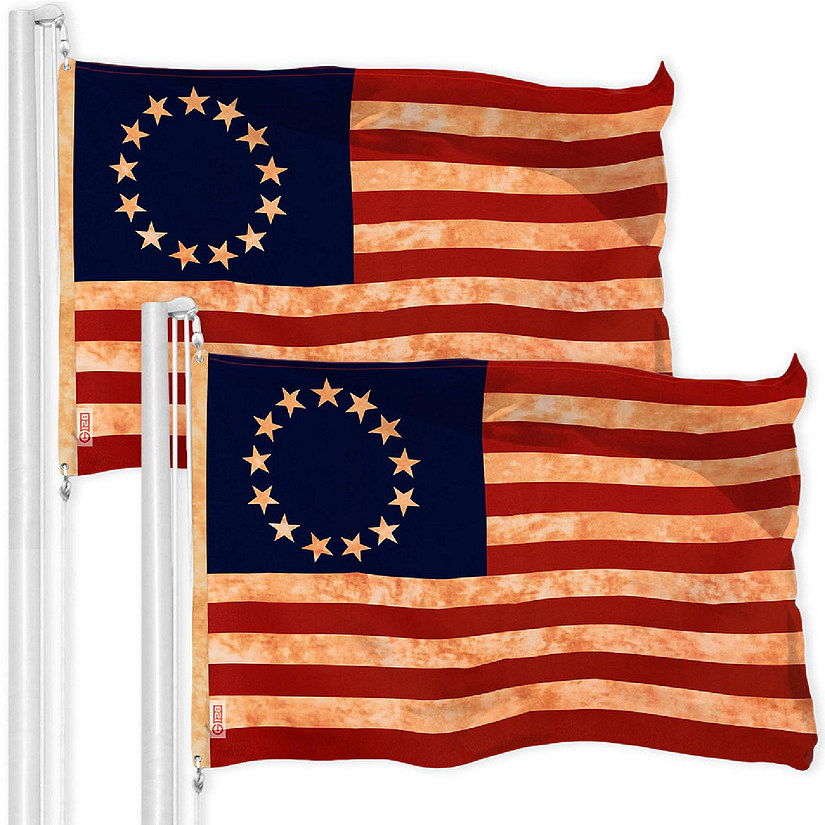 G128 3x5ft 2PK Betsy Ross Tea Stained 300D Polyester Flag Image