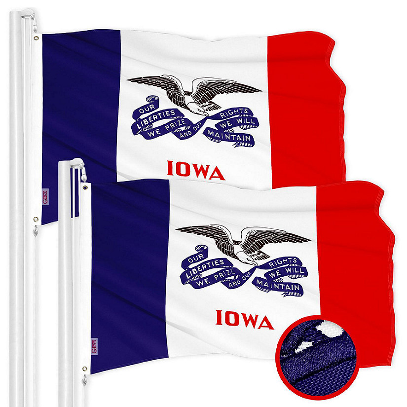 G128 3x5ft 2PK Iowa 2019 Version Embroidered 210D Polyester Flag Image