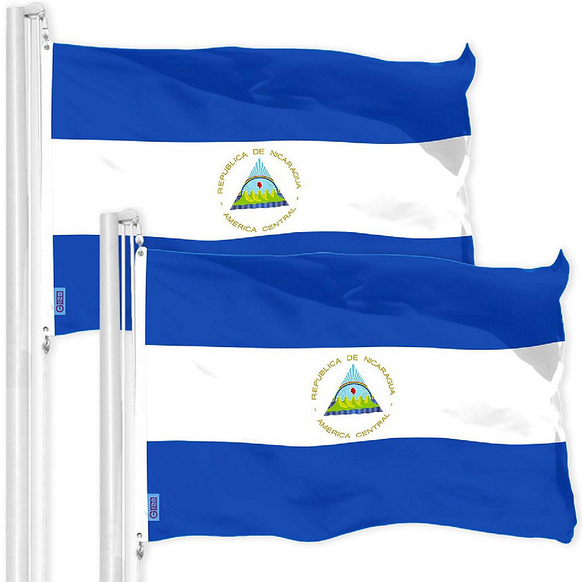 G128 3x5ft 2PK Nicaragua 150D Polyester Flag Image