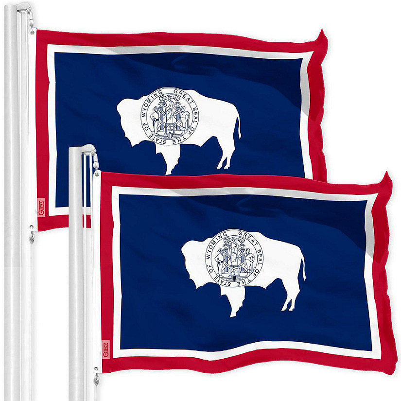 G128 3x5ft 2PK Wyoming 150D Polyester Flag Image