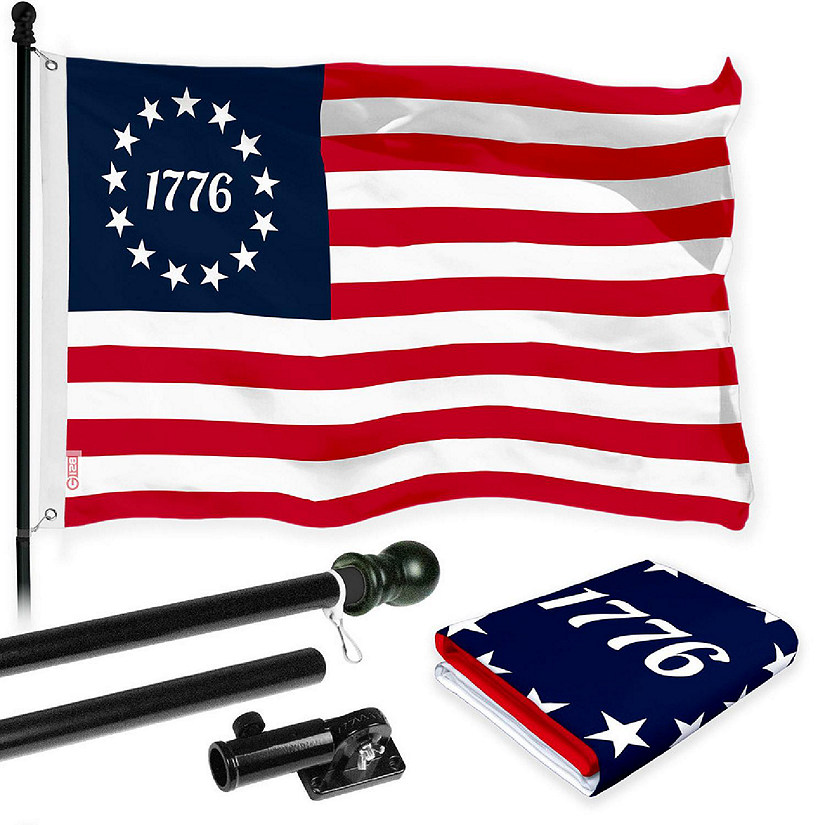 G128 3x5ft Combo Flagpole Betsy Ross 1776 Circle Printed 150D Polyester Brass Grommets Flag Image