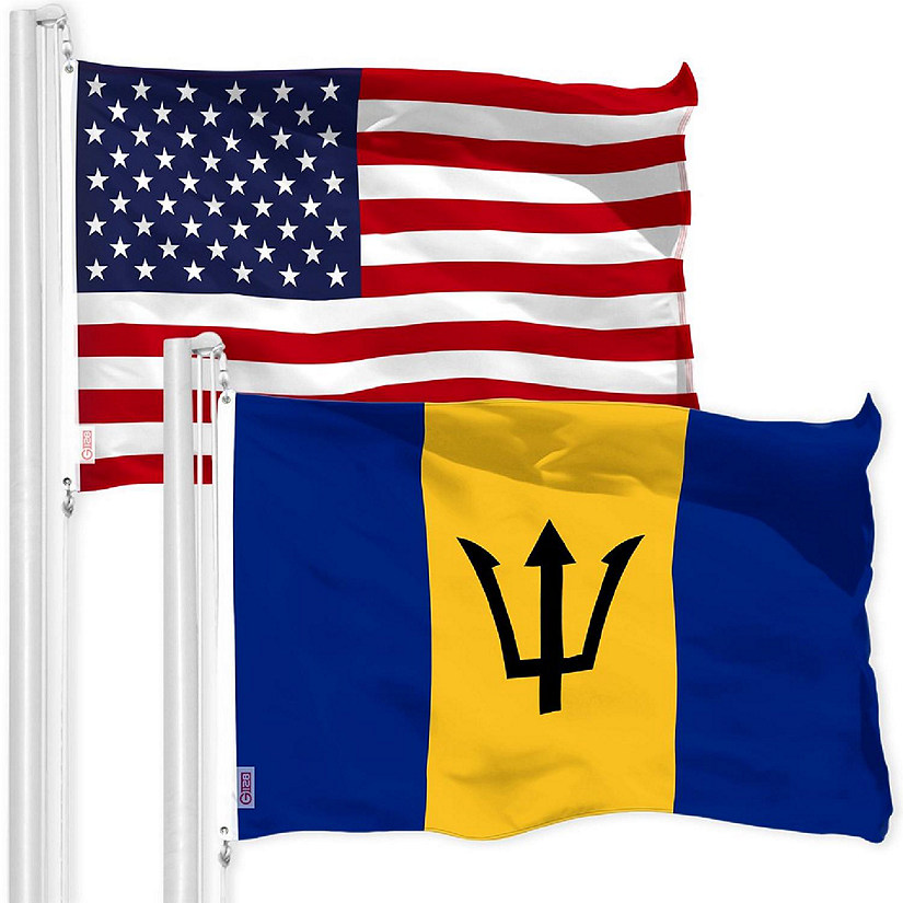 G128 3x5ft Combo USA &amp; Barbados Printed 150D Polyester Flag Image