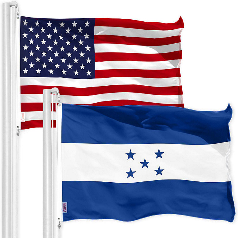 G128 3x5ft Combo USA & Honduras Printed 150D Polyester Flag Image