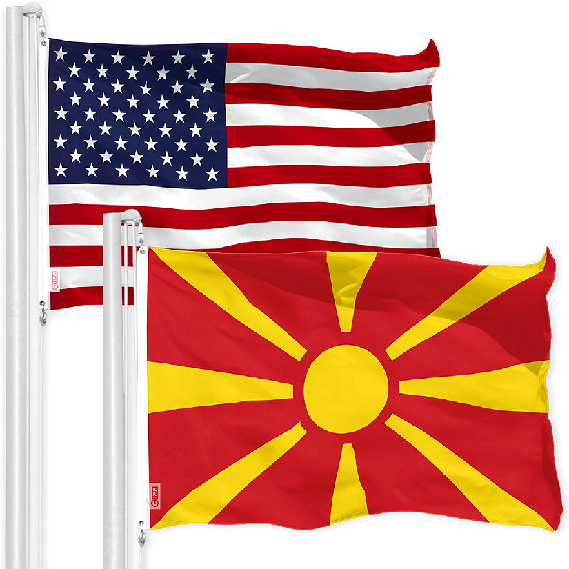 G128 3x5ft Combo USA & Macedonia Printed 150D Polyester Flag Image