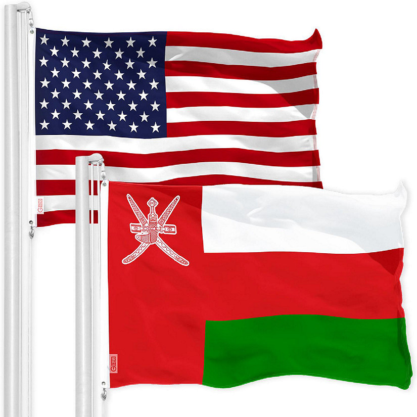 G128 3X5Ft Combo Usa & Oman Printed 150D Polyester Flag Oriental Trading