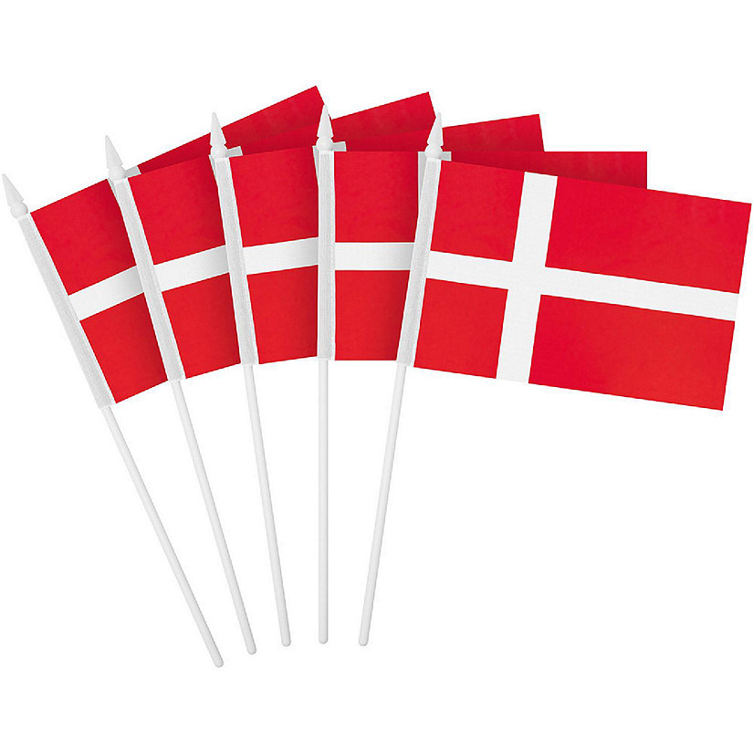 G128 4x6 Inches 24PK Denmark Printed 150D Polyester Handheld Stick Flag Image