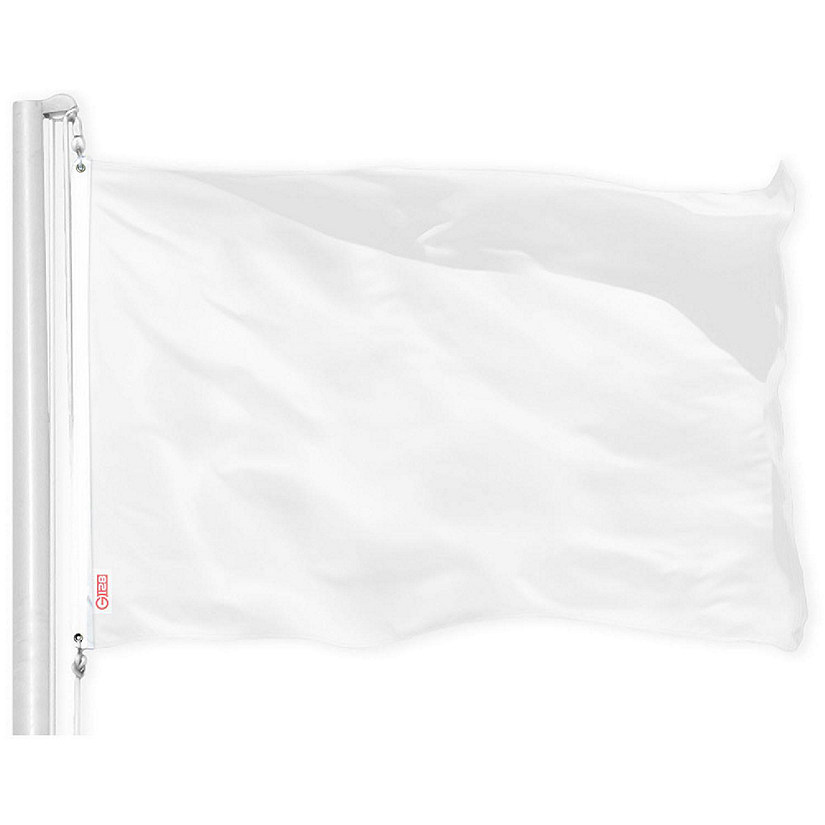 G128 4x6ft 1PK Solid White Printed 150D Polyester Brass Grommets Flag Image
