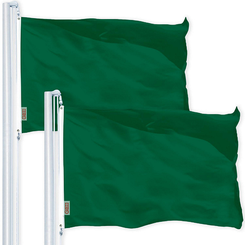 G128 4x6ft 2PK Solid Dark Green Printed 150D Polyester Brass Grommets Flag Image