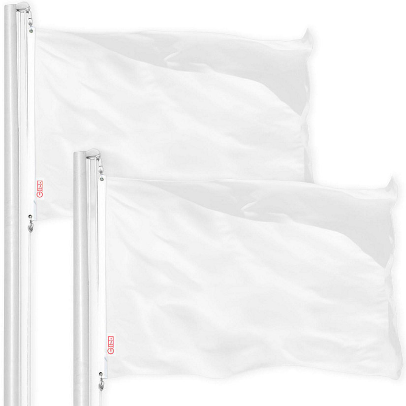 G128 4x6ft 2PK Solid White Printed 150D Polyester Brass Grommets Flag Image