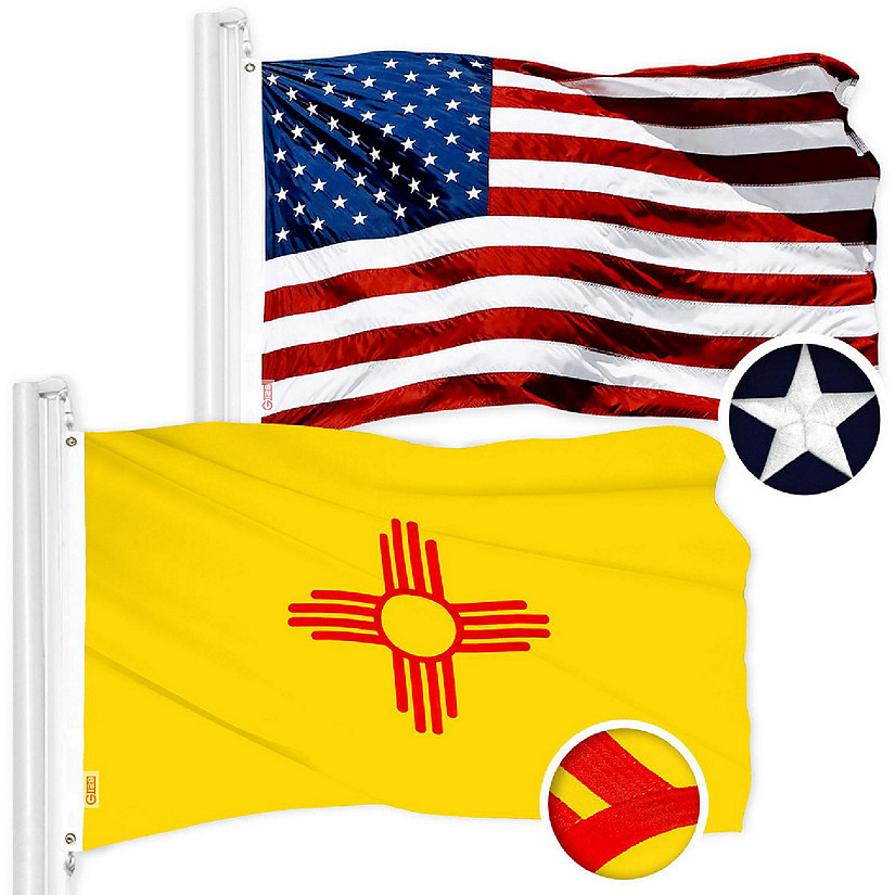 G128 4x6ft Combo USA & New Mexico Embroidered 210D Polyester Flag Image