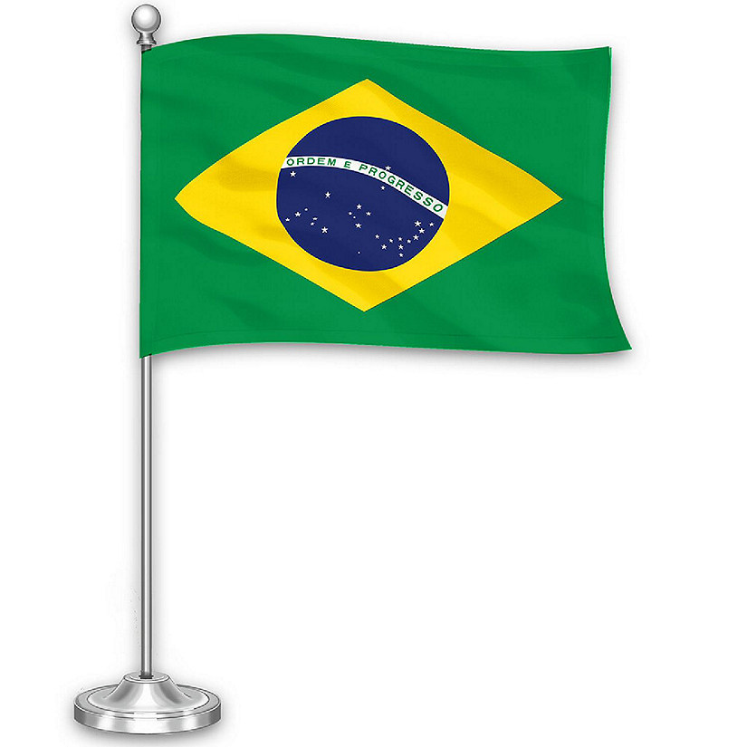 G128 5.5x8.25 Inches 1PK Brazil Printed 300D Polyester Desk Flag Image