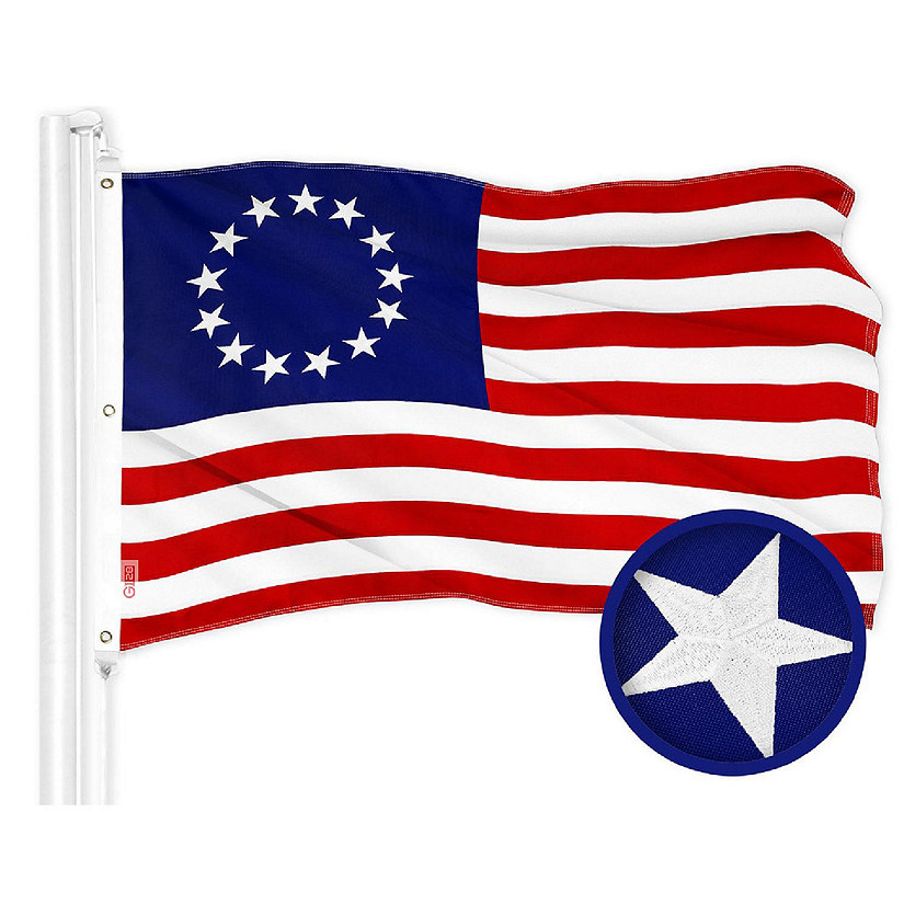 G128 5x8ft 1PK Betsy Ross Embroidered 210D Polyester Flag Image