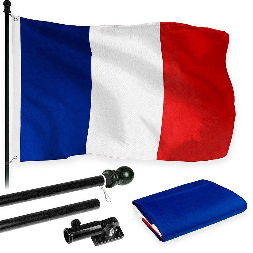 G128  6 Feet Tangle Free Spinning Flagpole Black France Brass Grommets Printed 3x5 ft Flag Included Aluminum Flag Pole Image
